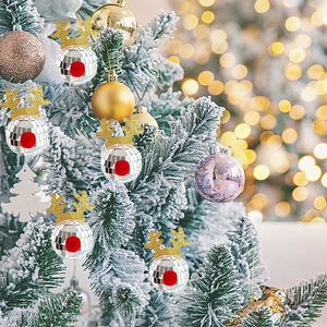 5 Pcs Argent Disco Miroir Boule Ornement Réfléchissant Arbre De Noël Anniversaire Fête De Mariage Décor Lumineux Elk Cornes pour La Musique De Noël - Product Image 6