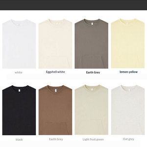 Camiseta de Hombre Negra, Holgada, de Manga Corta, Cuello Redondo, Tejida, Informal, de Color Sólido - Product Image 5