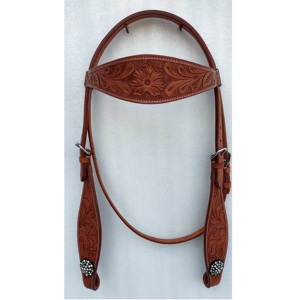 High Quality Genuine Leather Horse Bridle with Soft Padding Custom Logo Durable Western Equestrian Products for Horse Riding - Product Image 1