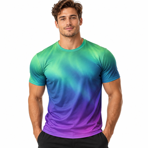 T-shirt pour homme OEM, impression par sublimation, tissu polyester léger, logo personnalisé, t-shirt de sport tendance, production en gros - Product Image 1