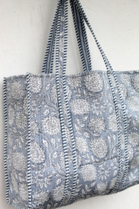 Bolso de Mano de Viaje Acolchado de Tela de Algodón para Mujer, Bolso de Compras de Verano - Product Image 5