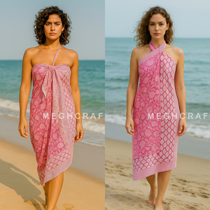 Écharpe de bohème longue en coton durable à plusieurs voies Sarong Neck Wrap Foulards noués d'été Usage quotidien - Product Image 3