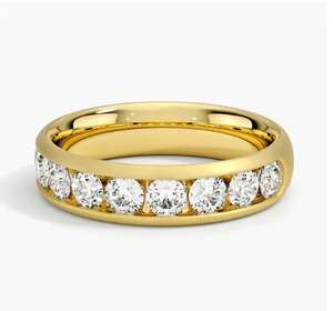 แหวนเพชรเลี้ยงในห้องปฏิบัติการแบบวงกว้างประดับเพชรทรงกลม - Product Image 1