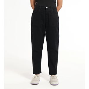 Jean en denim délavé foncé taille haute à jambe évasée pour femme, pantalon décontracté en coton pleine longueur, style automne, design simple 2026 - Product Image 4
