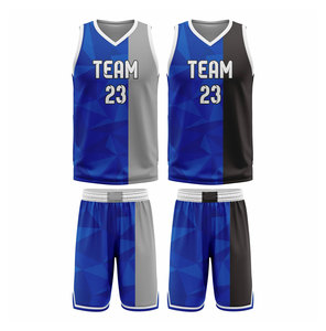 Conjunto de Uniforme de Baloncesto Team 23, Camiseta sin Mangas con Cuello en V Sublimada y Pantalones Cortos, Poliéster que Absorbe la Humedad, Estampado Geométrico Unisex para Adultos - Product Image 1