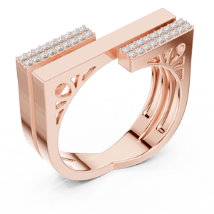 Rose Gold Color Diamond Ring <b>Square</b> Halo Bridal Band Statement Wedding Jewelry for Women - Product Image 4