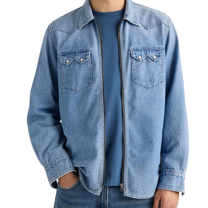 Men's Casual <b>Denim</b> Shirt <b>Denim</b> <b>Fabric</b> Breathable Comfortable ODM Customizable Cotton Wholesale - Product Image 1