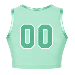 Maillot de cheerleading vert menthe sans manches, coupe courte, respirant, uniforme sportif personnalisé pour l'entraînement d'équipe, tenue athlétique de performance - Product Image 2