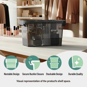 Set di 8 Contenitori in Plastica Nera con Chiusura e Maniglia Trasparente, Capacità 4 Quarti, Coperchi per Scatole Multiuso - Product Image 5