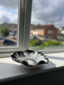 <b>Large</b> Resin <b>Bowl</b>: Handmade Silver Leaf Trinket Dish - Product Image 5