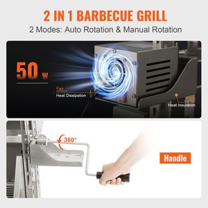 Griglia Elettrica in Acciaio Inox con Motore da 50W per Barbecue, Girarrosto per Maiale Intero e Agnello, con Copertura, per Uso Esterno - Product Image 4
