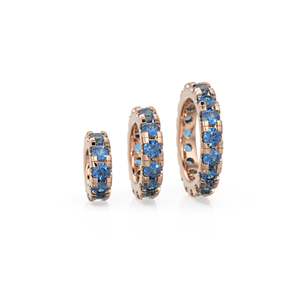 Breloque ronde en or 14 carats avec saphir bleu, Breloque roue de saphir, Support de breloque rond, Connecteur de bande éternité en saphir rond - Product Image 5