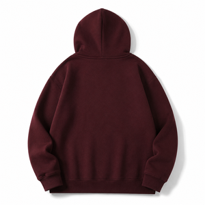 Sudadera con Capucha para Hombre, Color Borgoña Sólido, Corte Regular, 100% Algodón, Casual, Primavera, Ecológica, Transpirable, Tallas Grandes, Venta al Por Mayor - Product Image 3