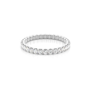 Anillo de bodas de oro blanco de 18k con diamante cultivado en laboratorio, corte brillante redondo, 1.00 quilates, color F, claridad VS2, certificado IGI, bandas de diamantes CVD. - Product Image 1