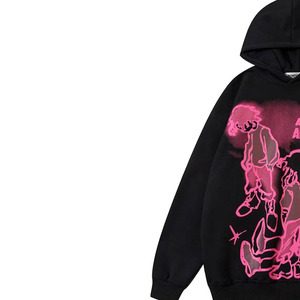 Sweat à capuche unisexe noir oversize en polaire, qualité supérieure, impression personnalisée ODM, coupe décontractée printemps, streetwear tendance - Product Image 5