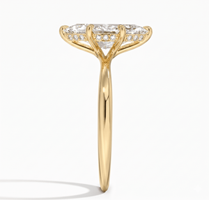 Bague de fiançailles classique pour femme en or 18 carats couleur or, diamant taille marquise excellente, couleur D, cultivé en laboratoire - Product Image 4