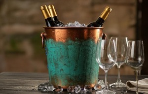 Mostrador de Bar con Acabado Verde y Cobre para Exhibición de Bebidas en Clubes, Salones, Restaurantes y Cafeterías - Product Image 6