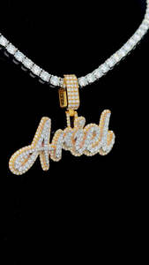 Bling VVS Moissanite Lettre Pendentif Hiphop Deux Tons Blanc Et Or Rose Plaqué Nom Glacé 925 Argent Pendentif Personnalisé - Product Image 3