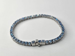 Proveedor de Pulseras de Tenis de Plata 925 con Moissanita Azul OEM ODM, Joyería de Boutique Hecha a Mano, Personalizada, Moderna y de Estilo Hip Hop, Venta al por Mayor - Product Image 5