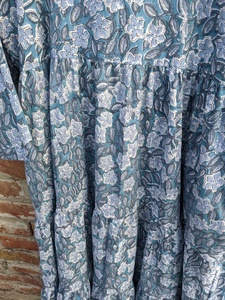 Hand <b>Block</b> <b>Printed</b> 100% Cotton Indian Dress V-neck Long Sleeve Floral Pattern Casual Tunics and Long Gown For Women - Product Image 6