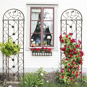 Set di 4 tralicci da giardino in metallo 220 cm x 50 cm, marrone, antiruggine, supporto per piante rampicanti da esterno - Product Image 3