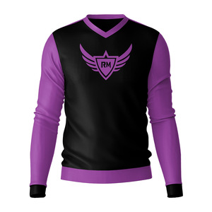 Camisetas de Manga Larga para Hombre, Estilo Vintage, Color Sólido, Cuello en V, Corte Ajustado, 100% Algodón, Diseños Lisos, Nueva Colección de Otoño OEM - Product Image 1
