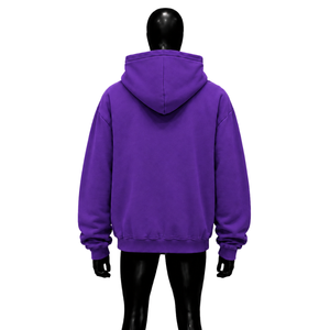 Sweat à capuche zippé violet oversize pour homme, imprimé graphique Wake Up, style streetwear, mode urbaine décontractée - Product Image 2
