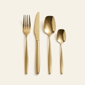 Ensemble de couverts de luxe en or mat, en acier inoxydable, écologiques, pour hôtel, restaurant, mariage, cuillère, fourchette, couteau - Product Image 5