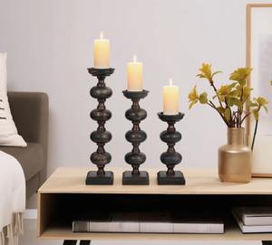 Ensemble de 3 bougeoirs modernes de luxe avec base en bois, décoratifs pour la maison, la table et l'entrée, à prix avantageux - Product Image 1