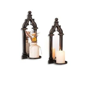 Portavelas de metal negro con forma rectangular, decoración para el hogar, portavelas, portavelas de pared - Product Image 5