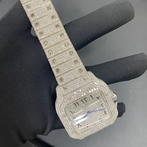 Reloj Mecánico de Lujo de Acero Inoxidable con Incrustaciones Completas de Diamantes VVS Moissanite, Esfera con Indicadores, Estilo Hip-Hop Brillante - Product Image 5