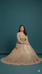 Lehenga Choli de Seda Beige con Bordado, Vestido de Novia Tradicional Largo Hasta el Suelo para Mujer, India Pakistán 2026 - Product Image 2