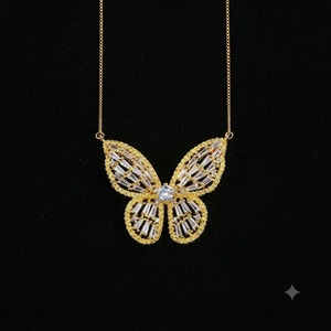 Collier pendentif papillon en zircon glacé, plaqué or 18 carats, chaîne serpent, bijoux unisexe pour soirée - Product Image 4