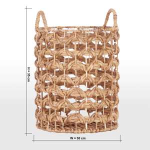 Panier rond en jacinthe d'eau tressé avec poignée, panier de rangement fait main, vente en gros, écologique, fabriqué par VgreenArt du Vietnam - Product Image 3