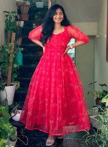 AARYA 2026 Vestido Largo Informal de Verano, Estampado, Holgado, Estilo Occidental, para Mujer, Talla Grande, Cuello en V, Tela de Organza - Product Image 3