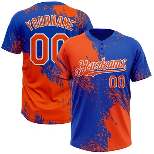 Wholesale Direct OMMIZ INDUSTRY Custom Orange Thunder Blue-White 3D Abstract <b>Brush</b> Stroke Two-Button Unisex Softball Jersey - Product Image 1