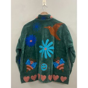 Hand Embroidered Breathable Eco-Friendly Knitted <b>Velvet</b> Cotton <b>Jacket</b> Women Mandarin Collar Full Sleeve Autumn Floral Pattern - Product Image 5