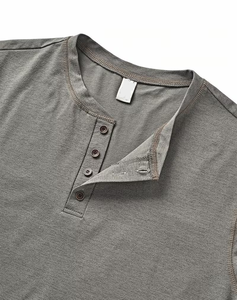 Men's Regular Fit Short Sleeve Solid Gray Knitted O-Neck Casual T-Shirt Regular Length Plain Dyed Breathable Jersey 180g - Product Image 4