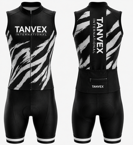 Ensemble de maillots de cyclisme unisexes TANVEX International, impression par transfert thermique écologique, 100% polyester, noir et jaune, respirant, adulte - Product Image 2