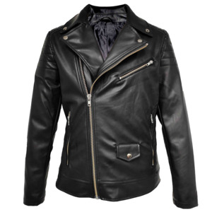 Men's Classic <b>Biker</b> Leather Winter Zip-up Canvas <b>Jacket</b> Patchwork Pattern O-Neck Casual Style OEM Service Available Waterproof - Product Image 1