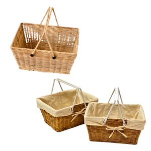 Panier en rotin tissé à la main avec une structure robuste et une doublure en coton pour la décoration de la maison - Product Image 1