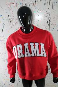 DRAMA RED <b>Mock</b> <b>Neck</b> Sweatshirt 100% WHITE Applique Embroidery wide <b>neck</b> Sweatshirt Finer Threads - Product Image 4