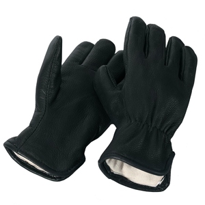 Cowhide Grain Leather Insulated <b>Driver</b> Work <b>Gloves</b> Premium Quality Jet Black Leather <b>Gloves</b> for Working Industrial Protection - Product Image 1