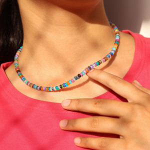 Multi <b>Beads</b> Mix Plain <b>Necklace</b> 925 Sliver plated women jewelry beaded <b>necklace</b> for women - Product Image 4