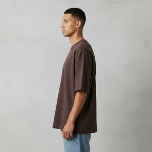 T-shirt pour homme en coton 100% lourd 210GSM, écologique, séchage rapide, coupe ample, couleur unie, col rond, respirant, personnalisable - Product Image 5