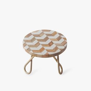 Support à gâteau en bois rond, présentoir à desserts, motif géométrique, pieds en métal, adapté pour les fêtes, les mariages, les pâtisseries, les cafés, les restaurants - Product Image 2