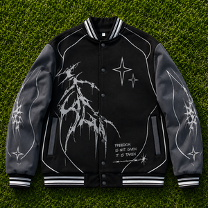 SHH INDUSTRIES Custom Graphic Varsity <b>Jacket</b> <b>Men</b> Oversized Streetwear Baseball Bomber <b>Jacket</b> Printed College Letterman Coat OEM - Product Image 1