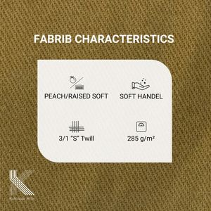 ผ้าทวิลผสมคอตตอนและสแปนเด็กซ์ น้ำหนัก 285 กรัมต่อตารางเมตร ผลิตจากเส้นด้ายคอตตอนหวี 97% ผสมสแปนเด็กซ์ 3% ผ้าทอเนื้อปานกลาง เหมาะสำหรับทำกางเกงและเสื้อแจ็คเก็ต - Product Image 3