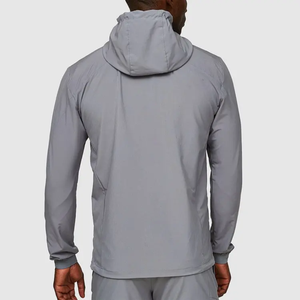 Factory Direct Tracksuit Set Gray Full Zip Selling Solid Color Lightweight Polyester Nylon <b>Wind</b> <b>Breaker</b> Custom Logo Streetwear - Product Image 3