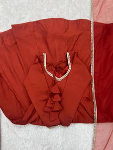 Pure Romansilk Chanderi Fabric Fully Flare Gown with Duppta Set Pent Ready to Wear Party Diwali <b>Ankle</b>-Length - Product Image 6
